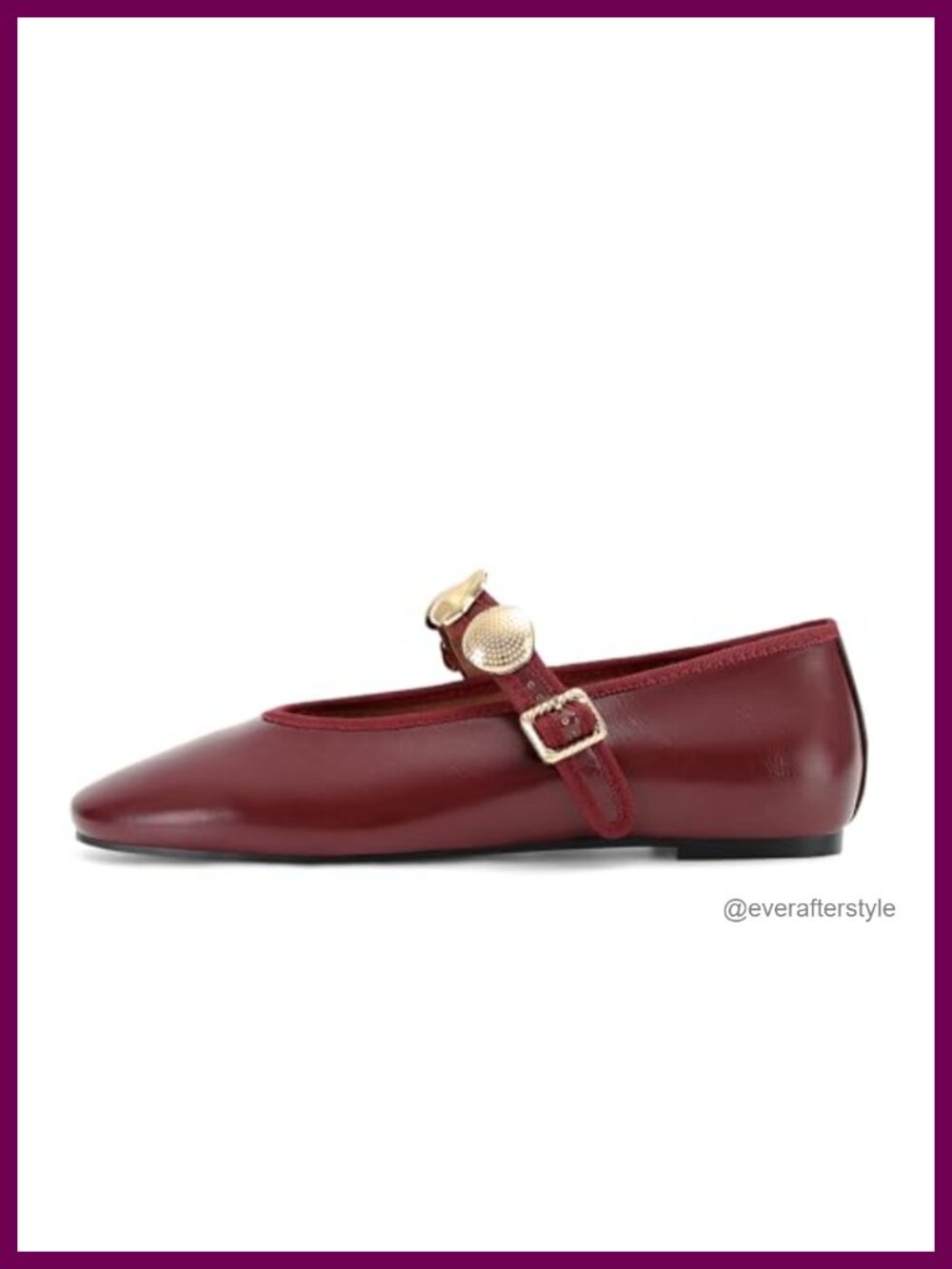 Studded Ballet Flats Faux Leather Buckle Strap Mary Jane Comfortable Casual